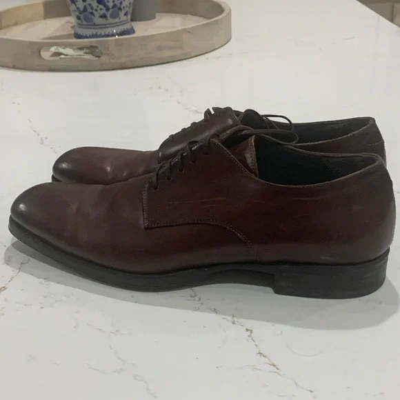TO BOOT NEW YORK Brown Leather Blakeley Plain Toe Derby Oxfords Shoes Sz 11.5
